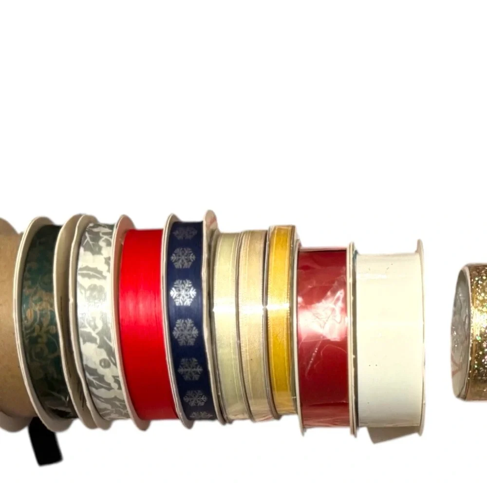 47 Rolls of Christmas/Holiday Ribbon - New & Vintage Lot for Crafts Packages